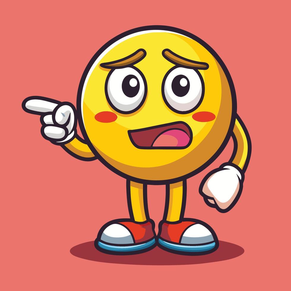 emoticon character with a sad face pointing to the right white background vector