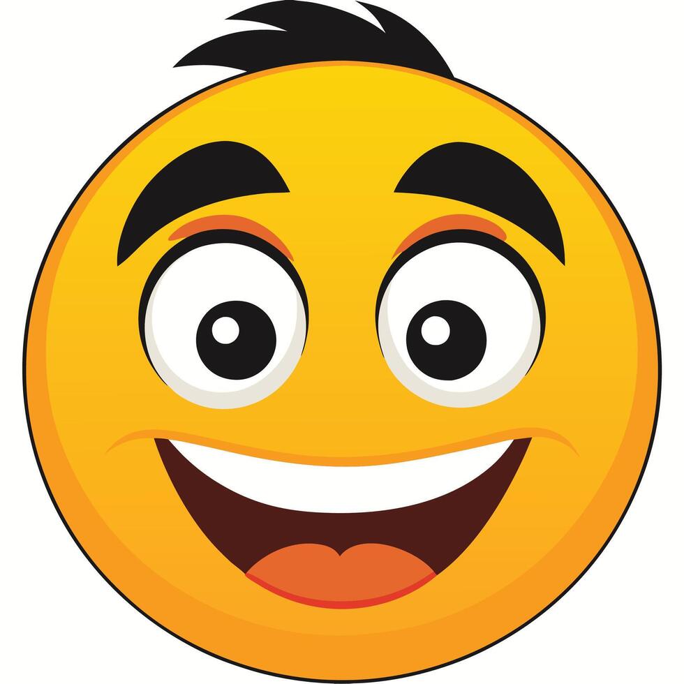 a smiling emoticion with black eyes and a black hair white background vector