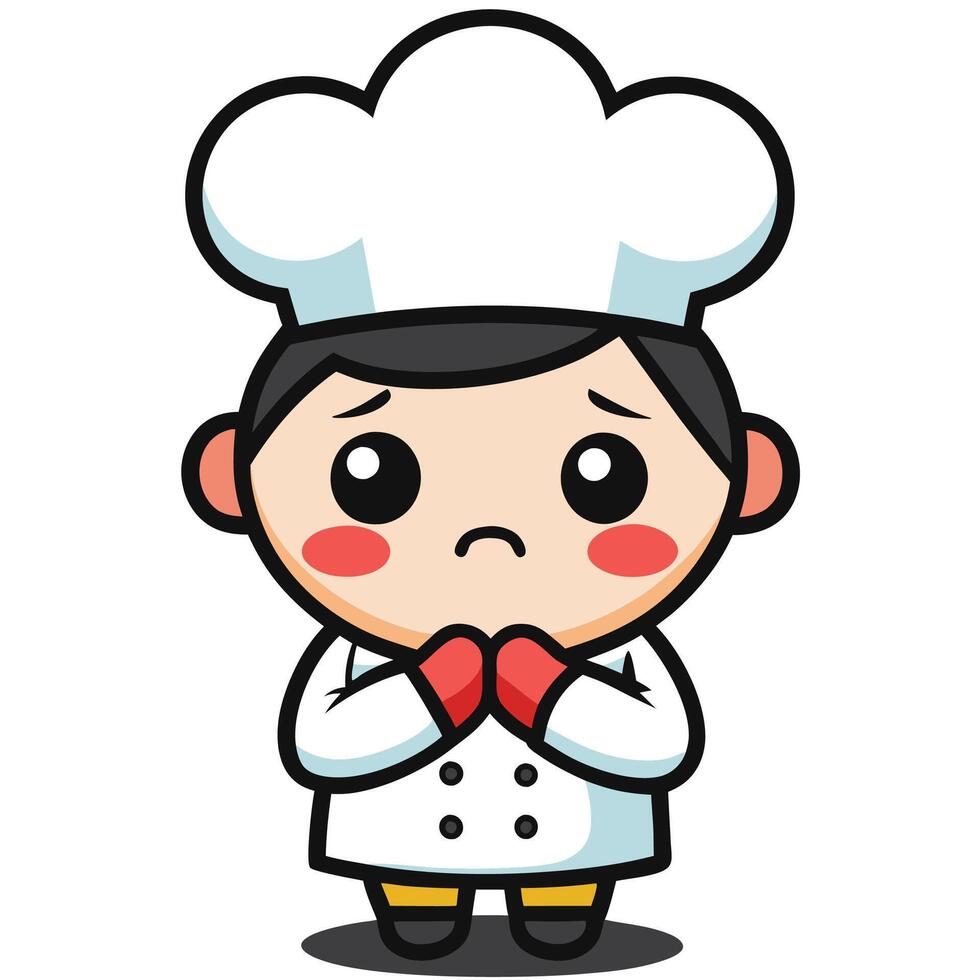 a cartoon chef with his hands folded white background vector