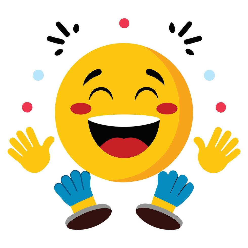 a smiling emoticion with gloves and mittens white background vector