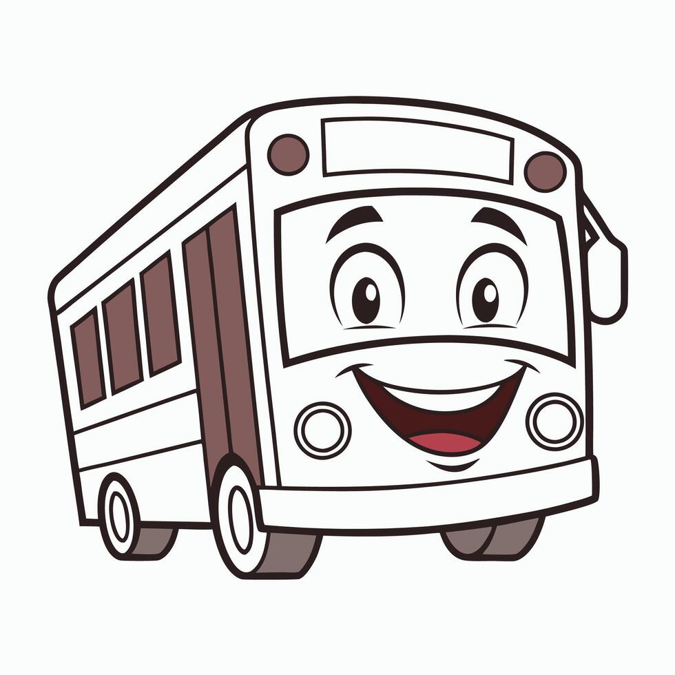 a cartoon bus with a smile on white background vector