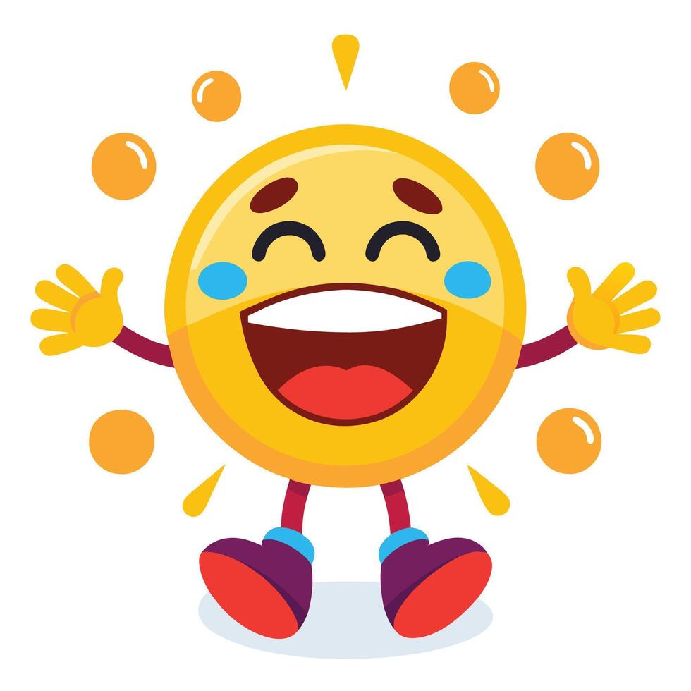a cartoon yellow emoticion with arms outstretched white background vector