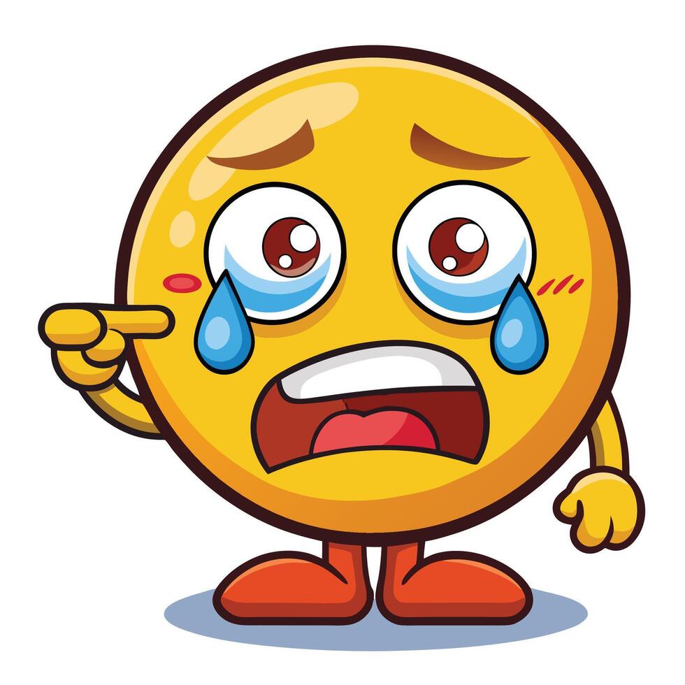 emoticon crying cartoon character illustration illustrat white backgroundion vector