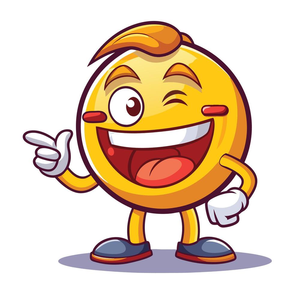 emoticon character with a happy face and a thumbs up white background vector