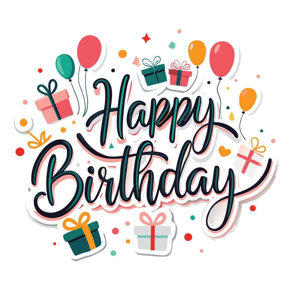 happy birthday card with balloons white background vector