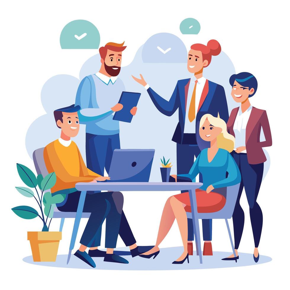 business people working together in an office white background vector