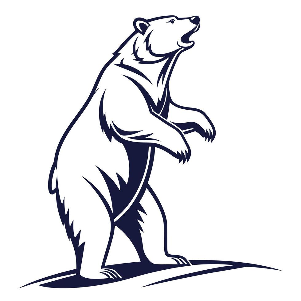 a bear standing on its hind legs, with its mouth open white background vector