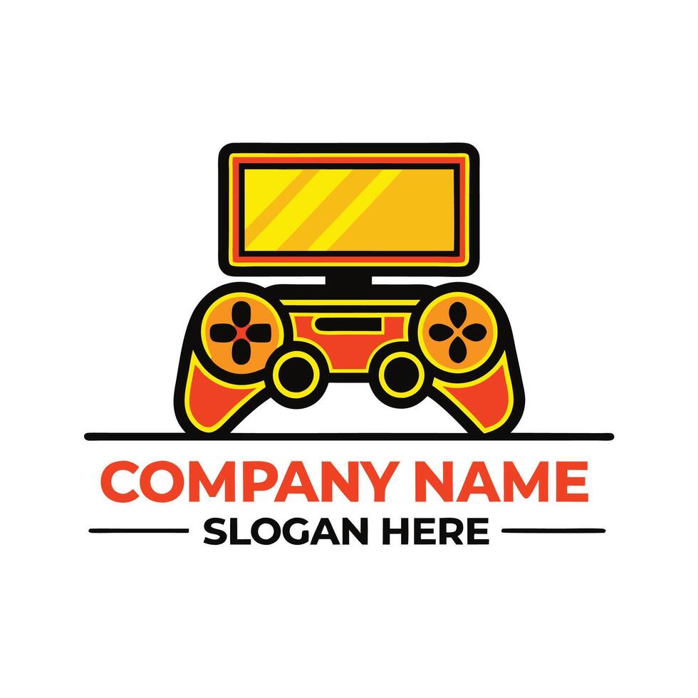 game controller logo design white background, vector
