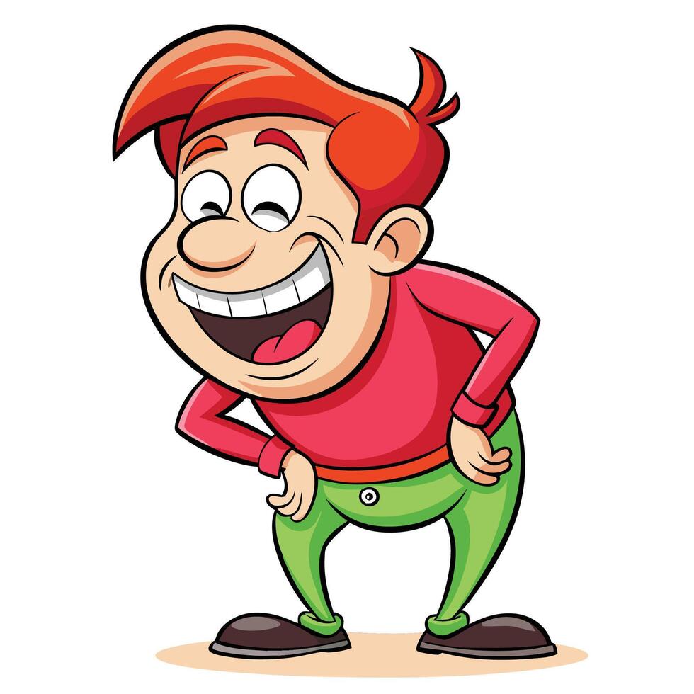 cartoon man laughing white background, vector