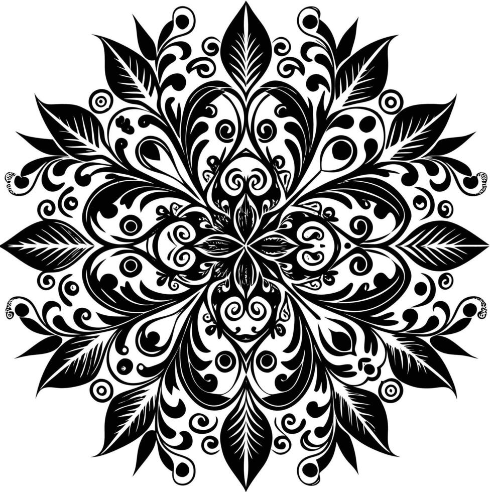 a black and white design with a circular pattern white background vector