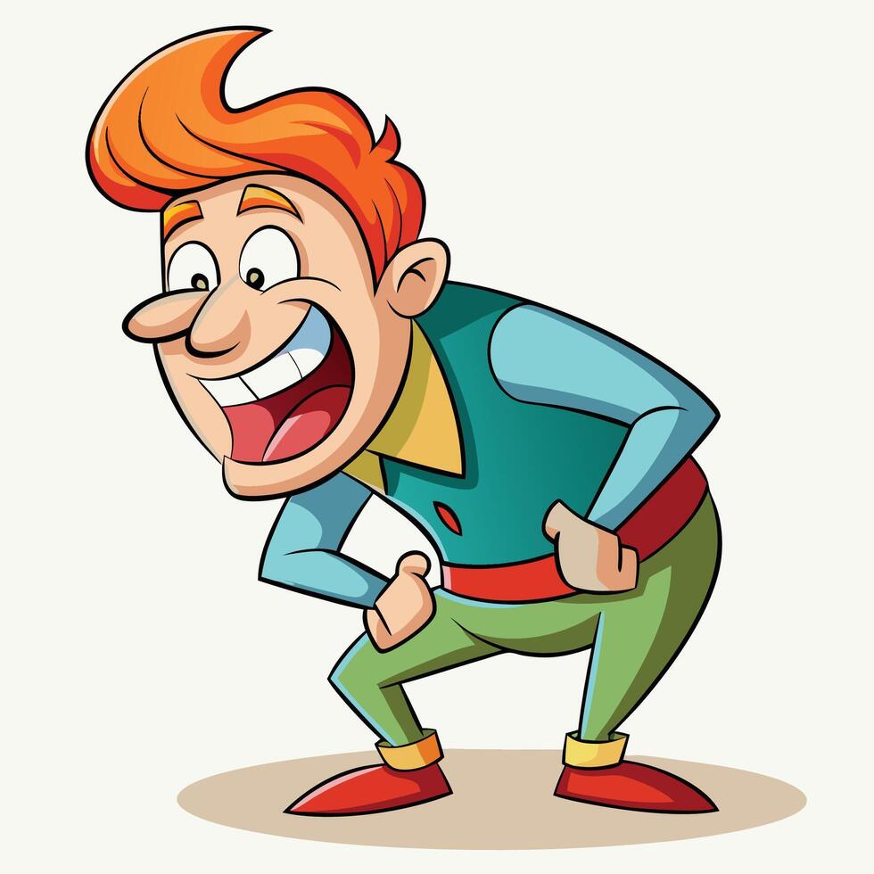 cartoon man with red hair and green pants white background vector