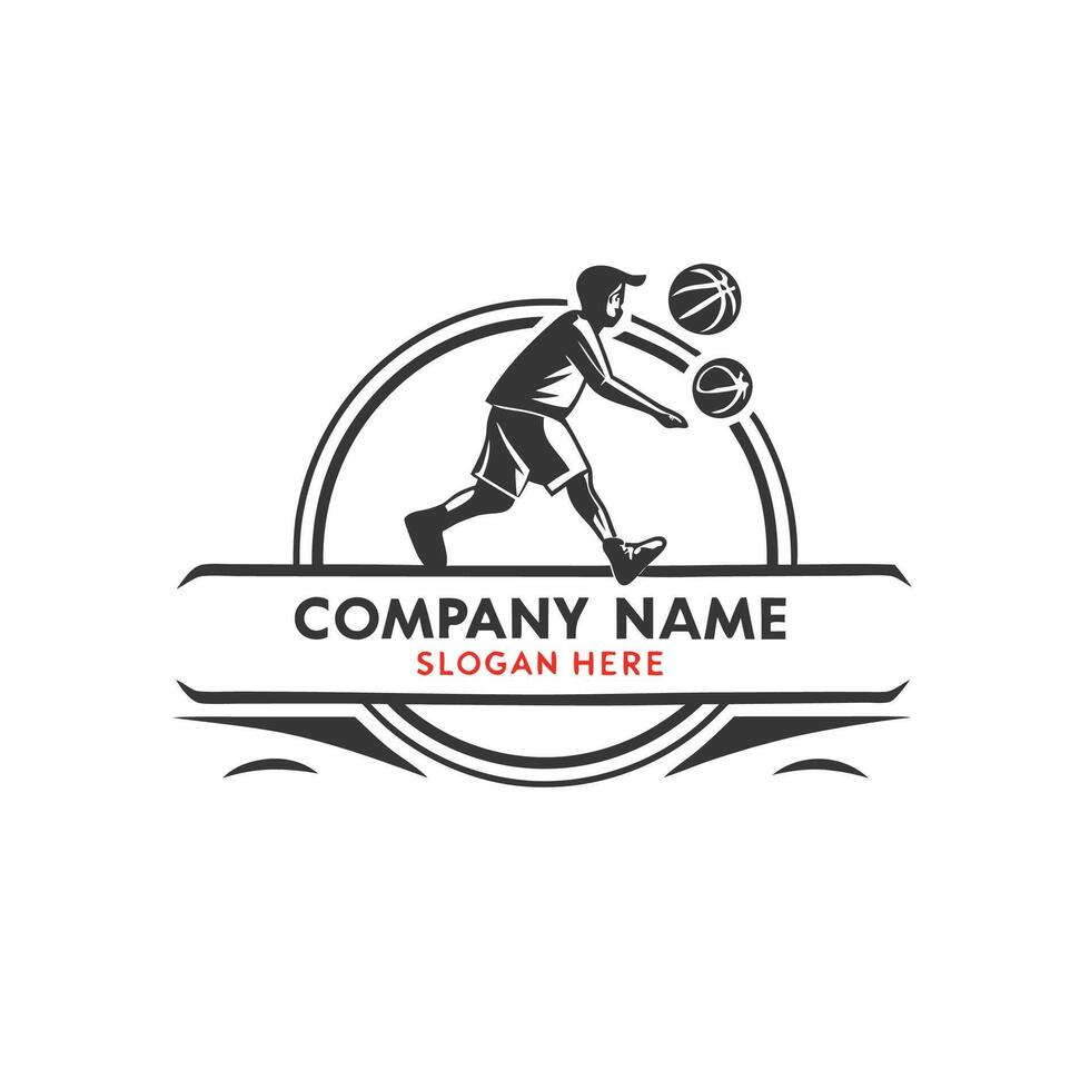 basketball player logo templa illustration white background vector