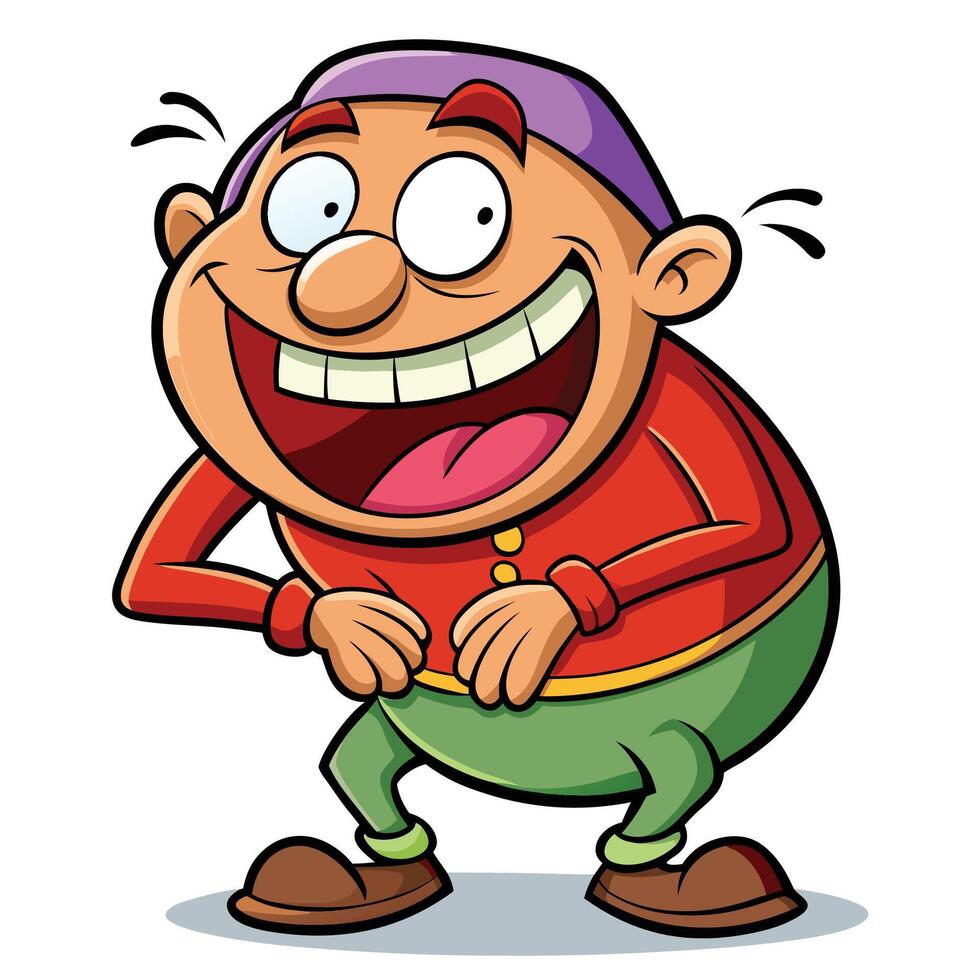 cartoon man laughing and holding his stomach white background vector