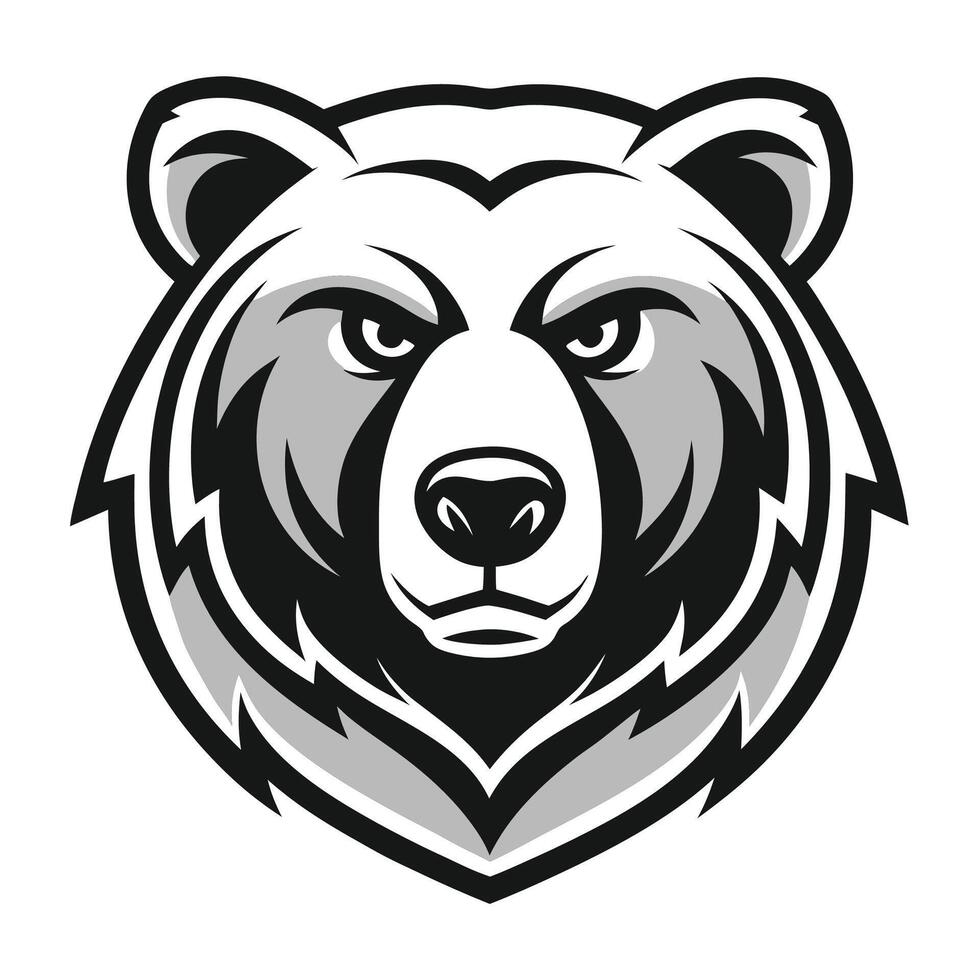 a bear head with a black and white design white background vector