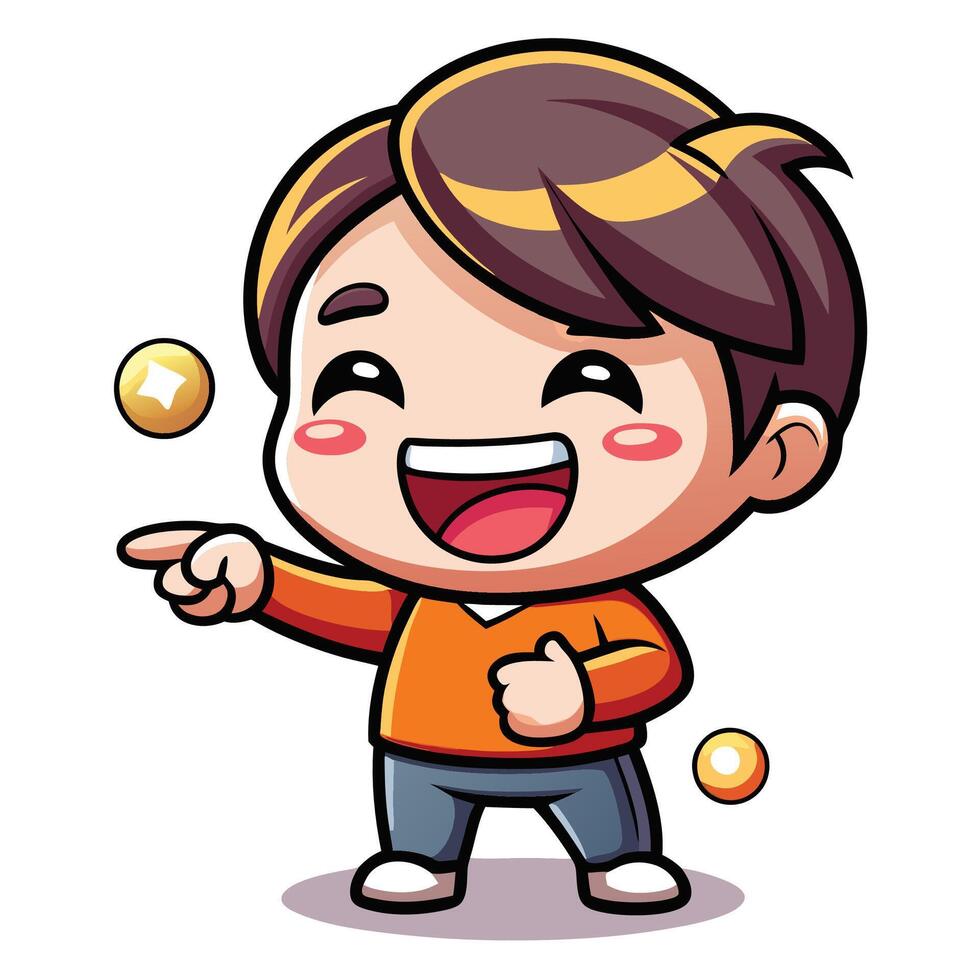 a cartoon boy pointing at something white background vector