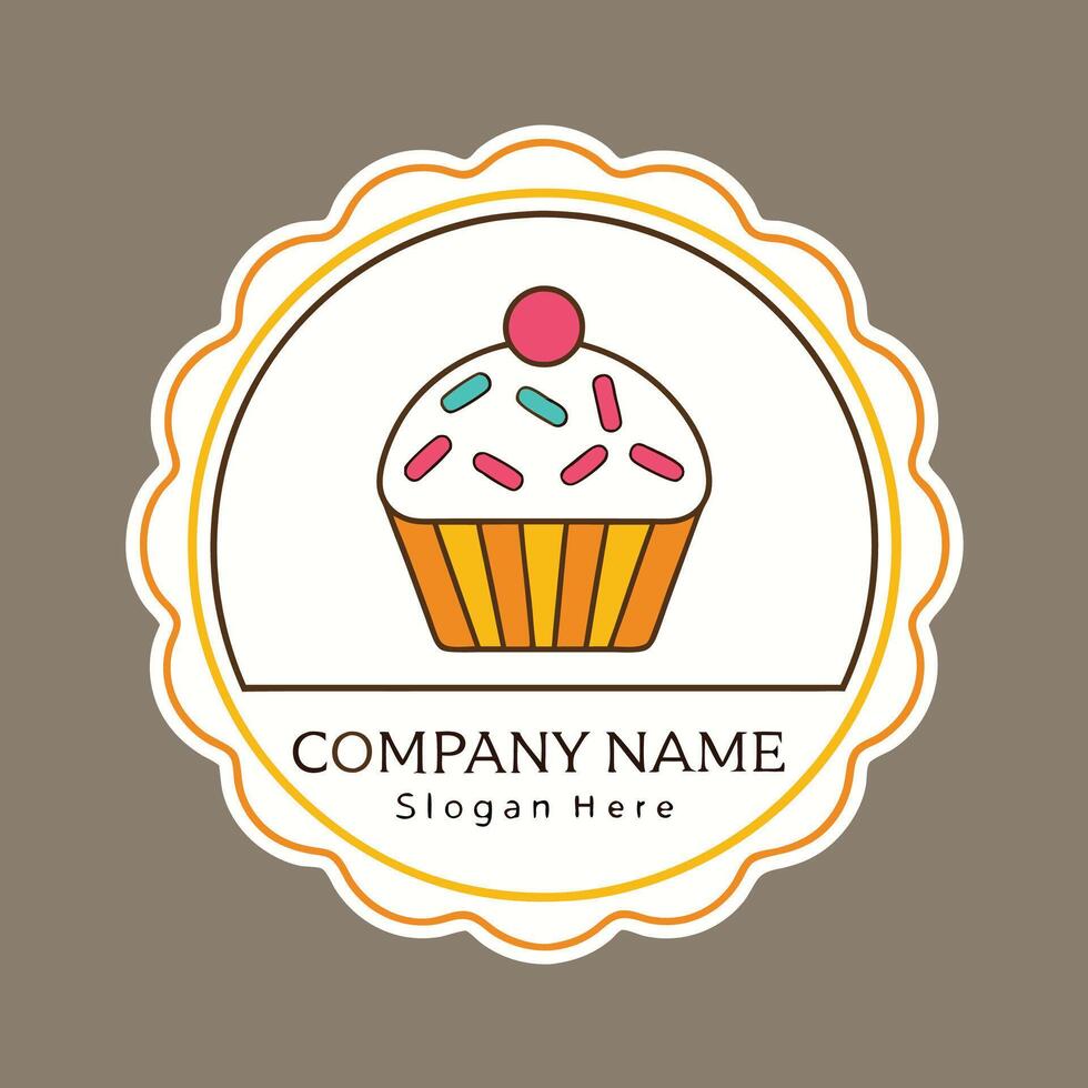 a cupcake logo design with a colorful design white background vector