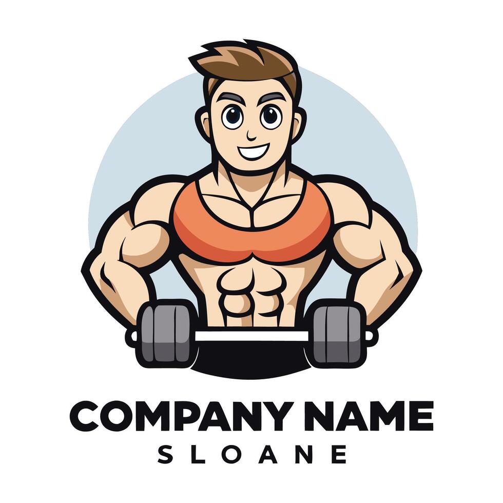 a cartoon man with a barbell on his shoulder white background vector
