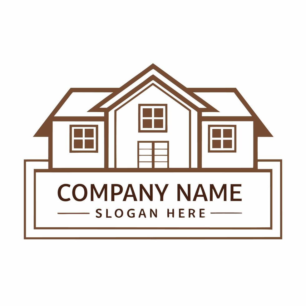 a house logo with a brown background white background vector