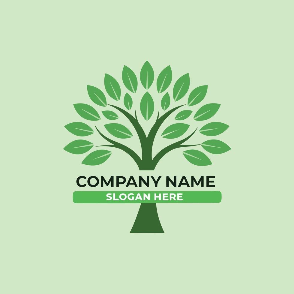 a green tree logo with leaves and leaves white background vector