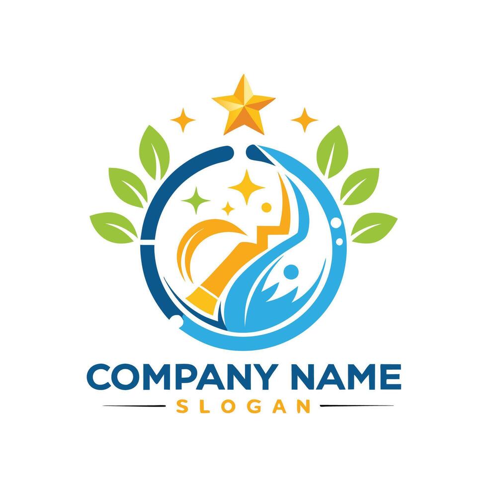 a logo for a company that is made up of a star and a fish white background vector