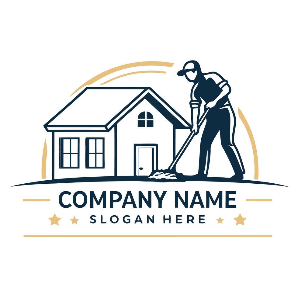 a man cleaning the house logo design white background vector