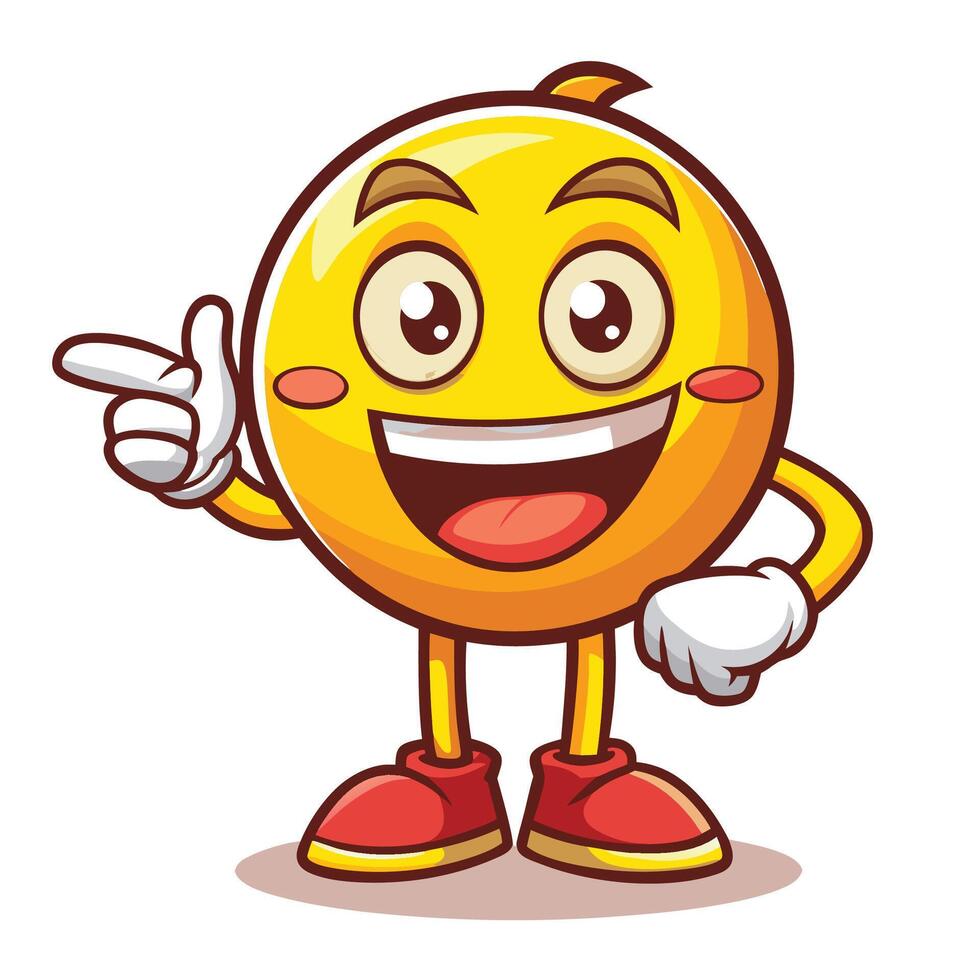 emoticon character with thumbs up and pointing at somethi white backgroundng vector
