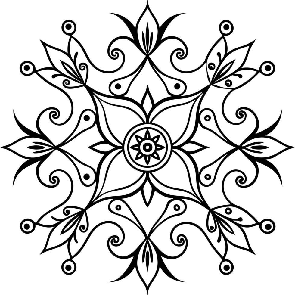 a black and white design with a flower in the center white background vector