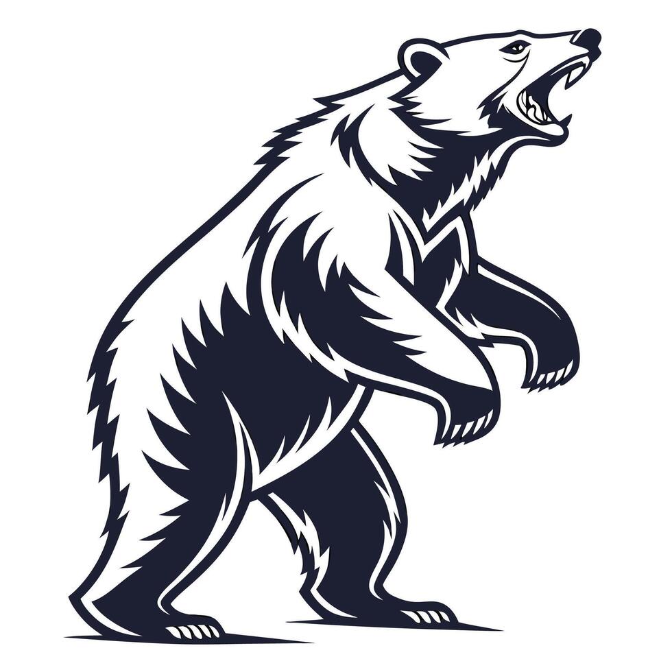 a bear is standing on its hind legs and has its mouth open white background vector