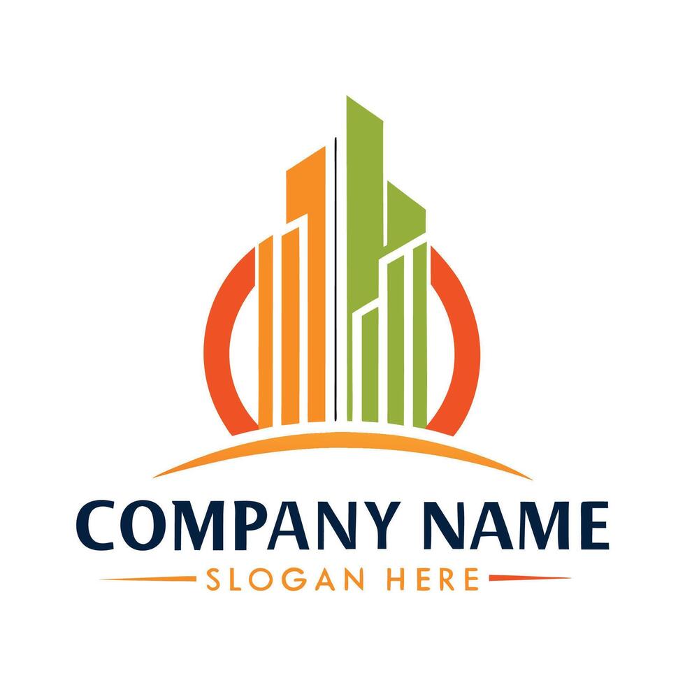 modern city building logo template white background vector