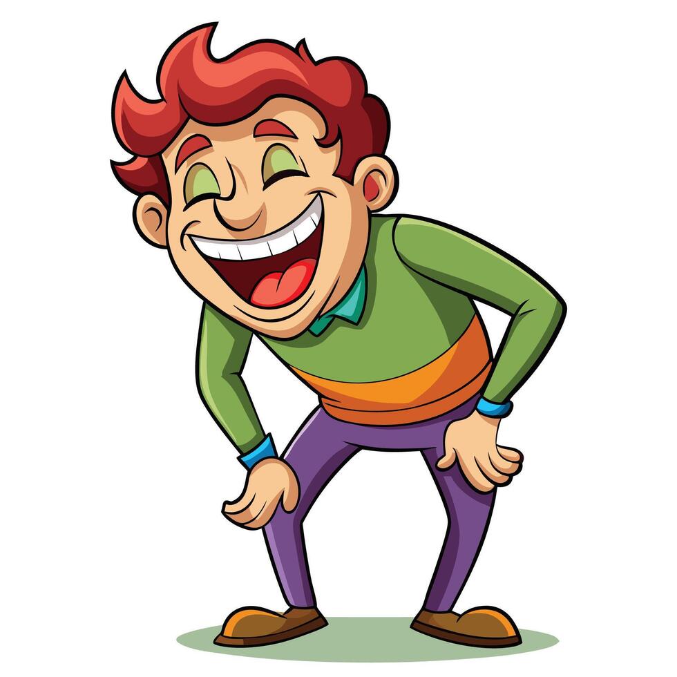 cartoon man laughing and smiling white background vector