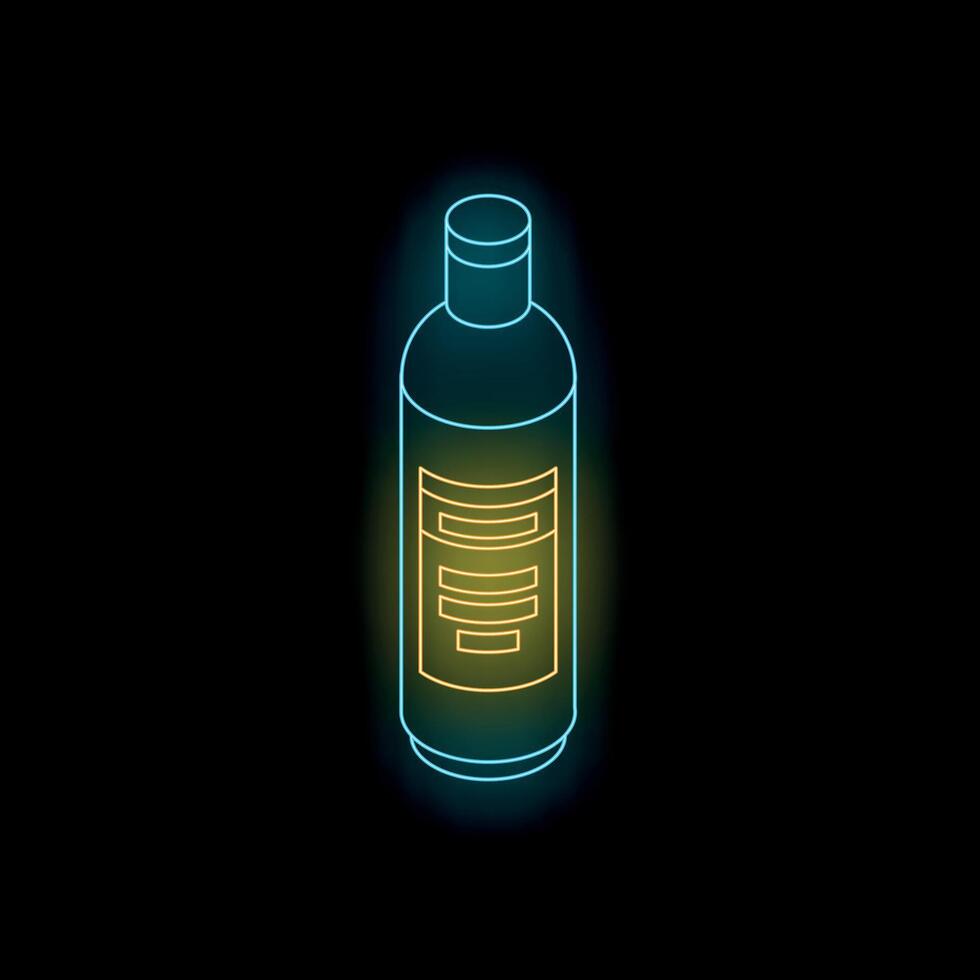 A bottle of shampoo is glowing in neon light vector