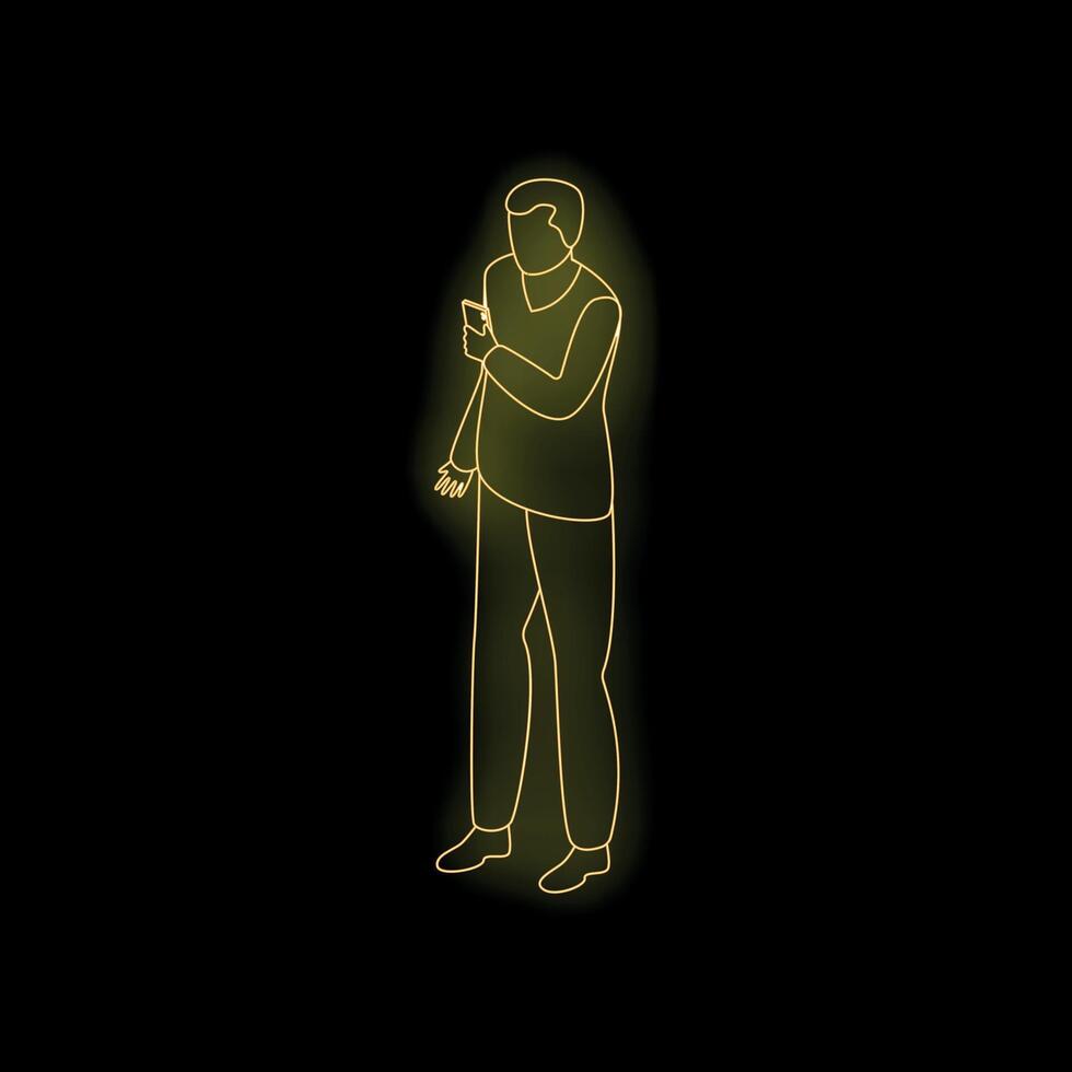 A man is standing in front of a glowing light vector