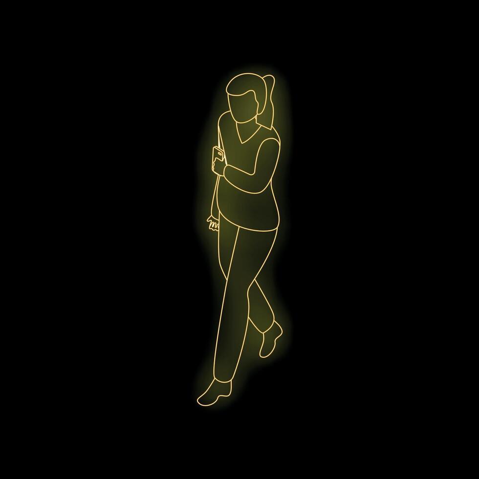 A neon sign that says walk vector