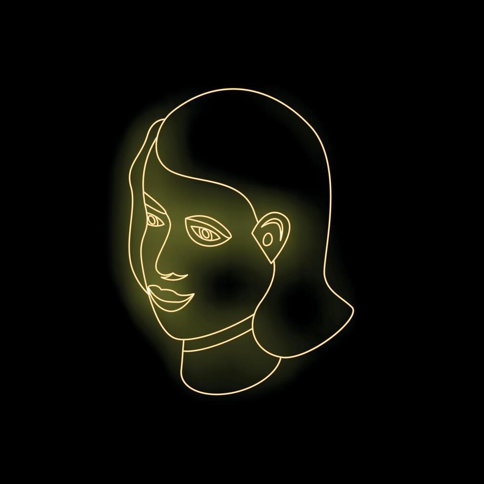 A neon woman's face on a black background vector