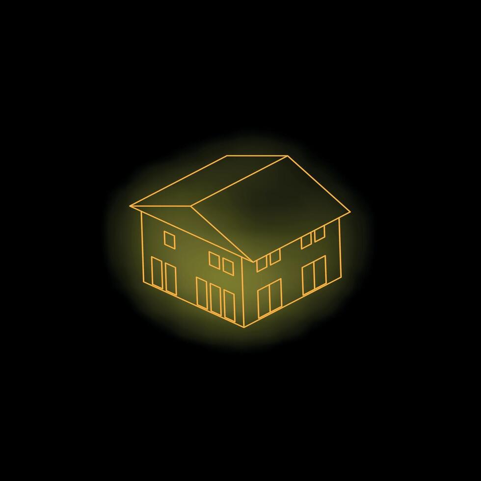 A house with a glowing yellow light on it vector
