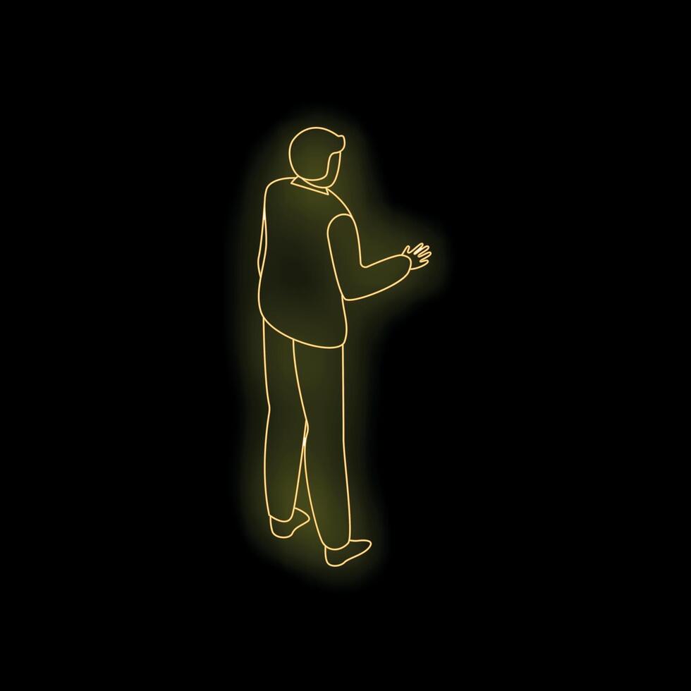 A man is standing in front of a glowing light vector
