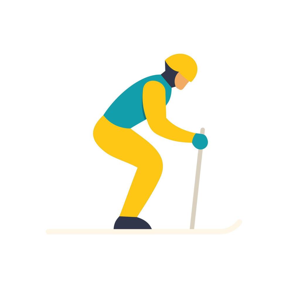 A man in yellow and blue is skiing down a slope vector