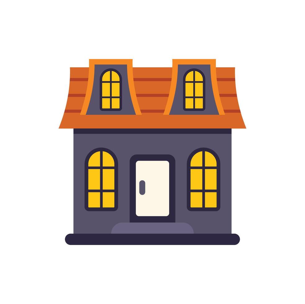 House with windows and a door on a white background vector