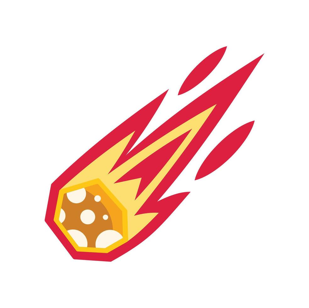 A red and yellow rocket with a pizza on it vector
