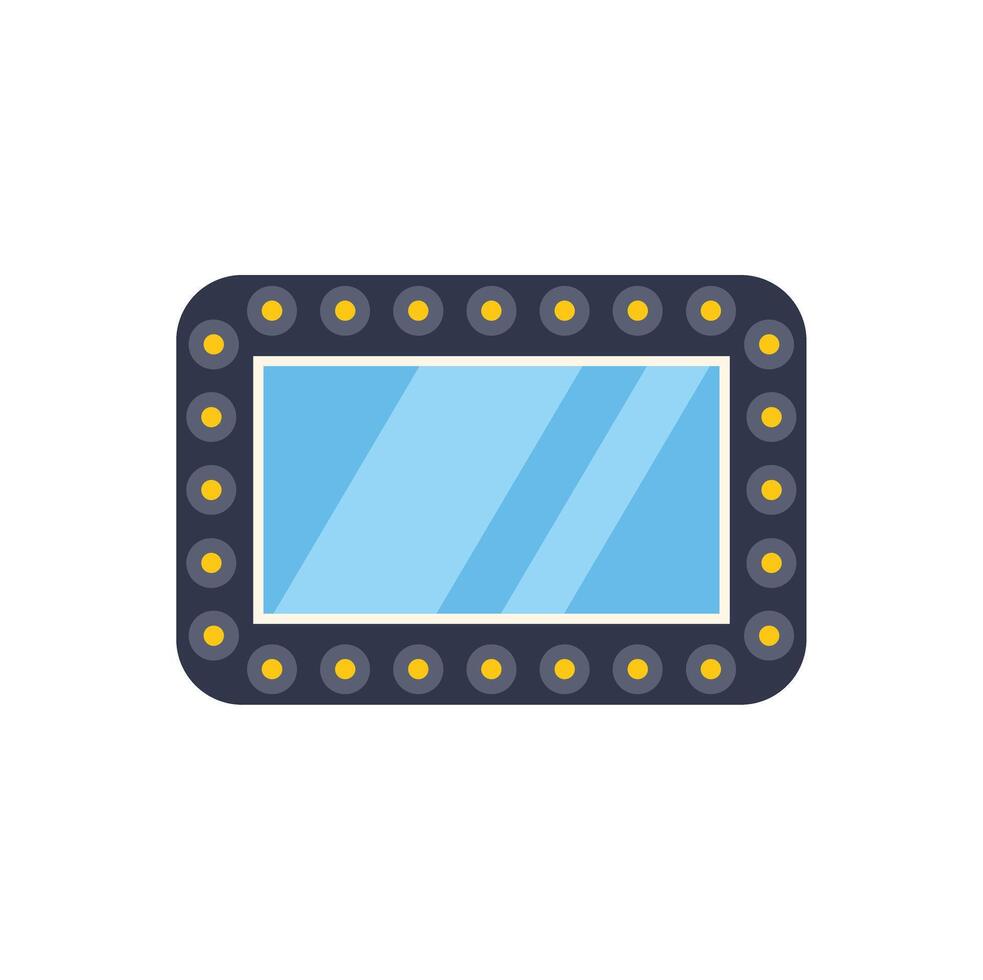 A flat icon of a mirror with lights vector