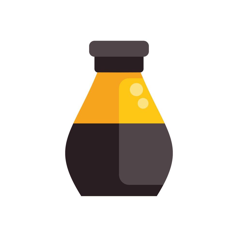 A bottle of ink with a black and yellow liquid inside vector