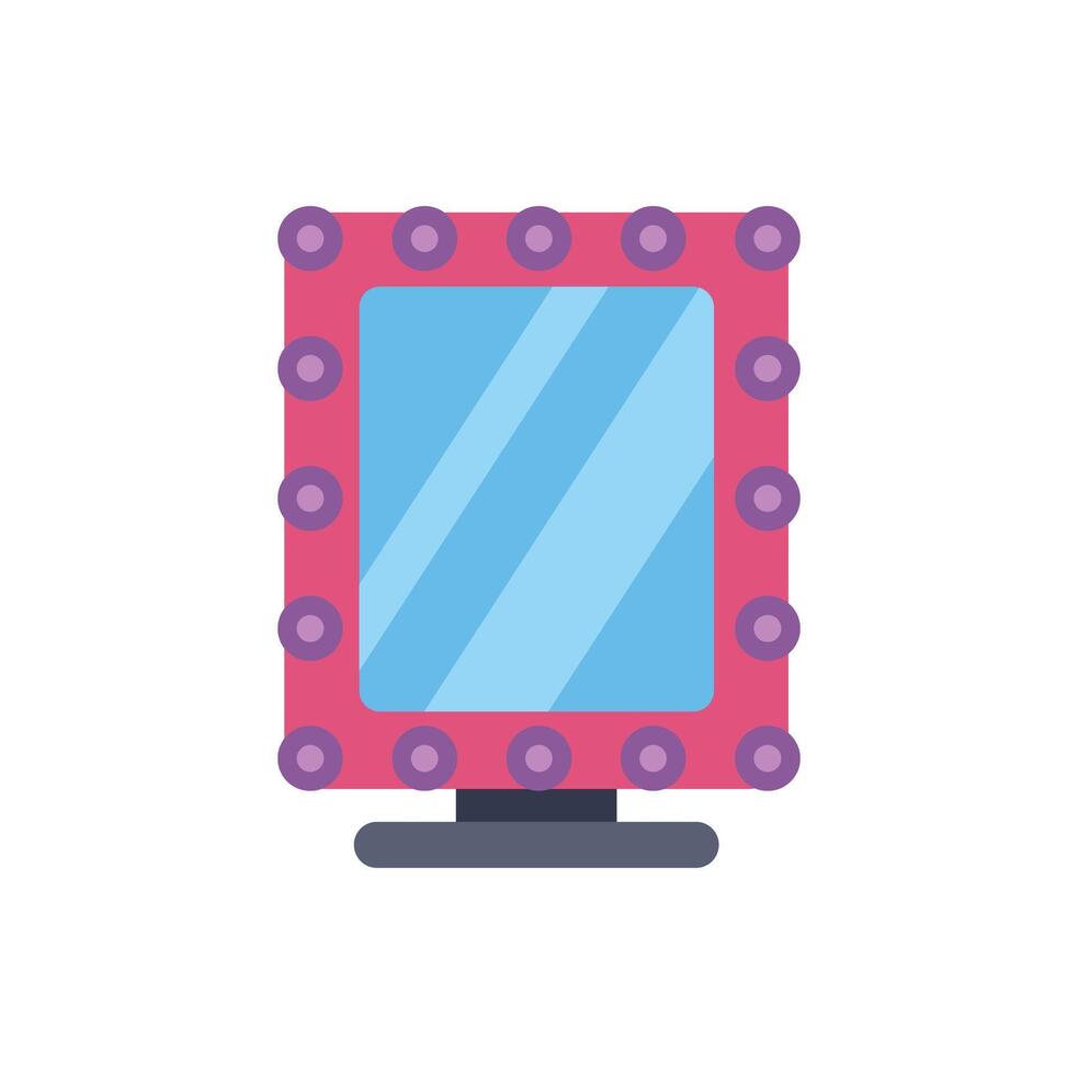 A pink mirror with lights on it vector