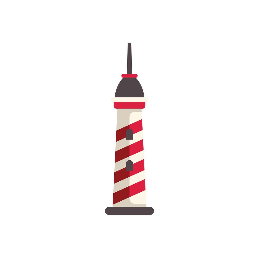 A red and white striped lighthouse on a white background vector