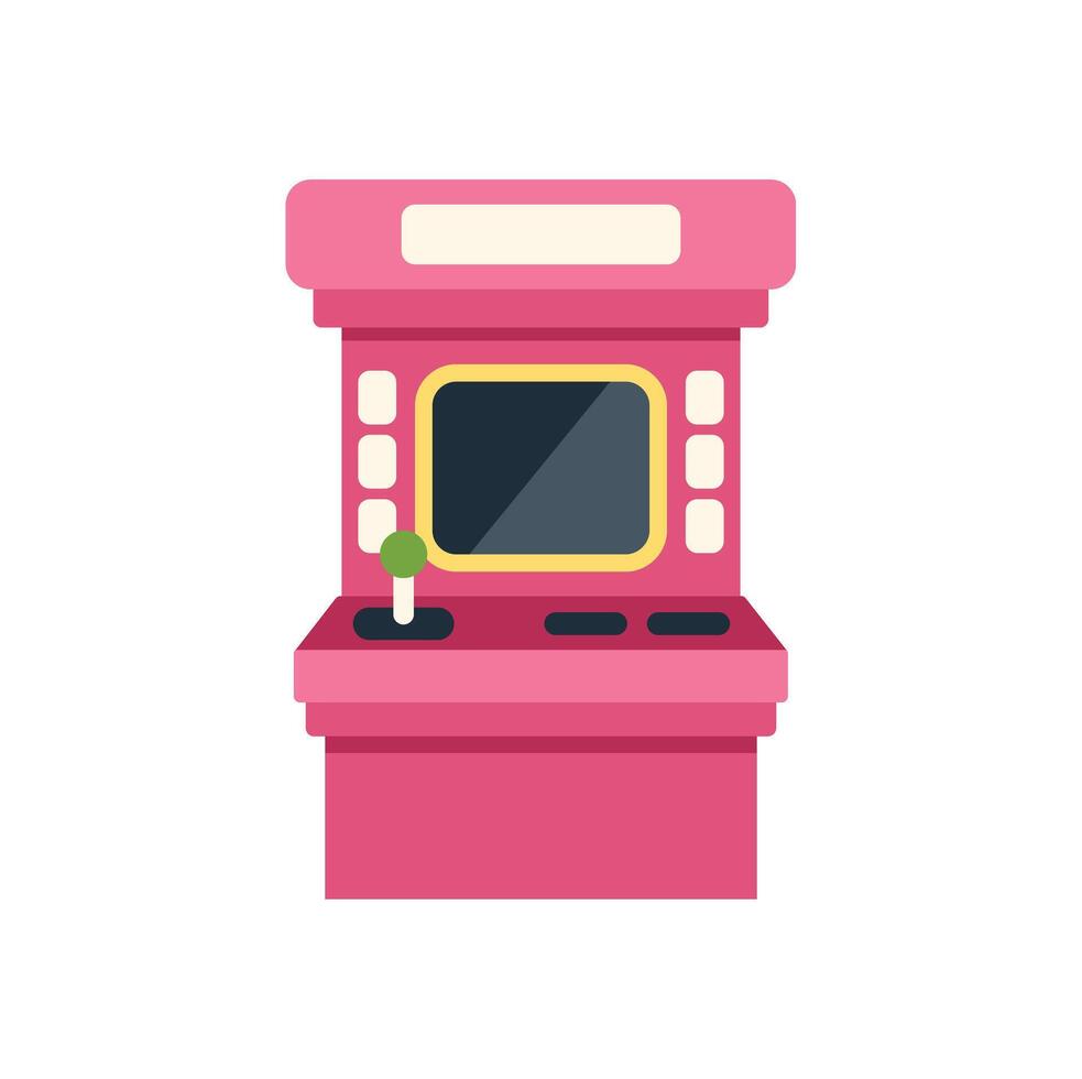 An arcade machine with a pink screen and joystick vector
