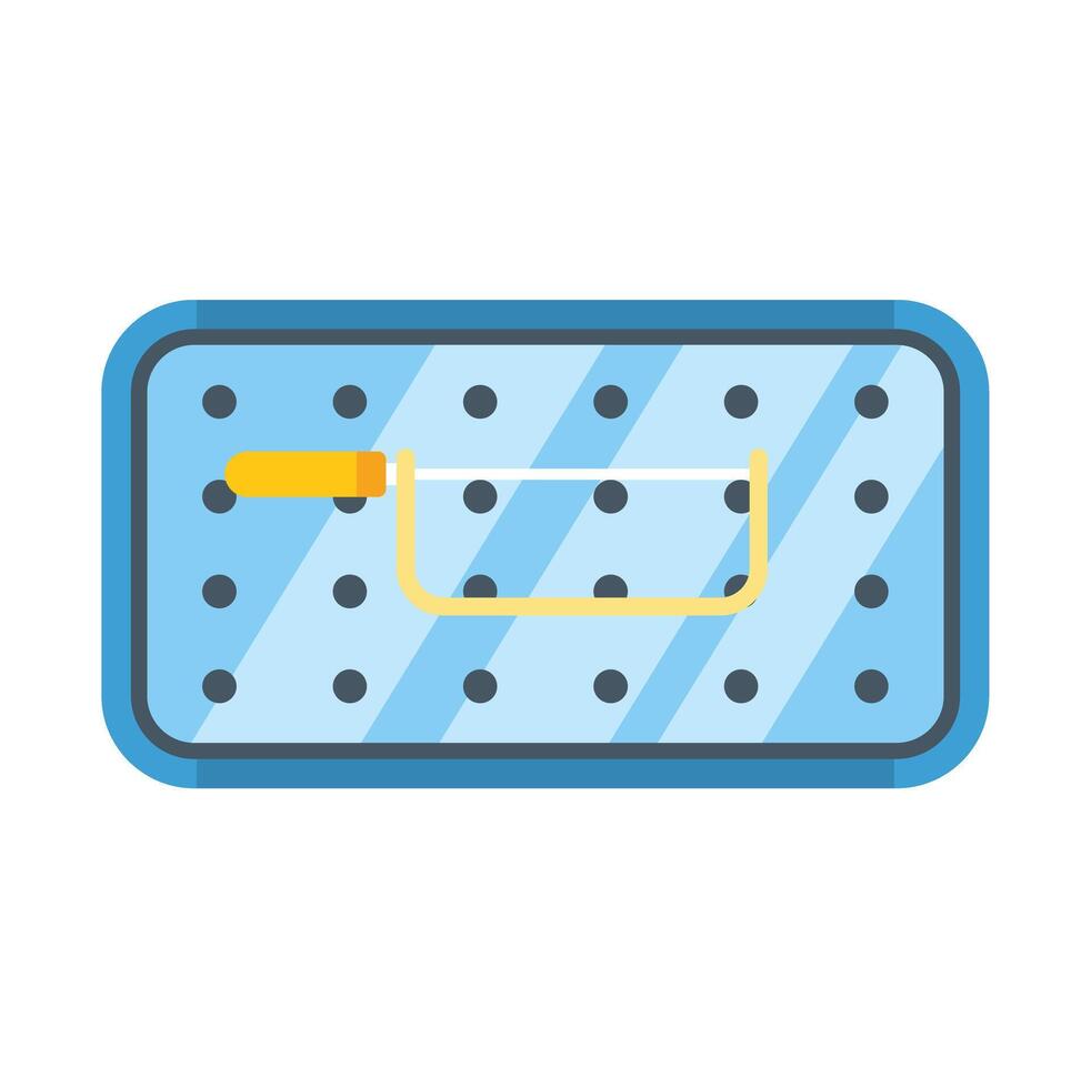 A blue tray with a knife and a fork vector
