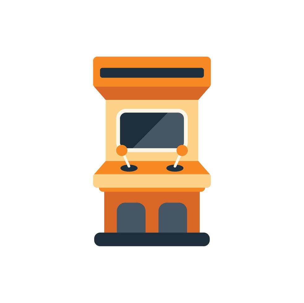 An arcade machine with a joystick and a monitor vector