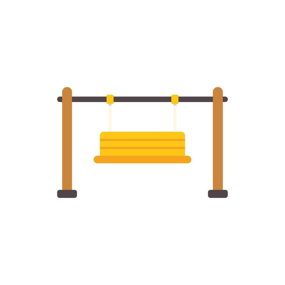 A swing is hanging from a wooden frame vector