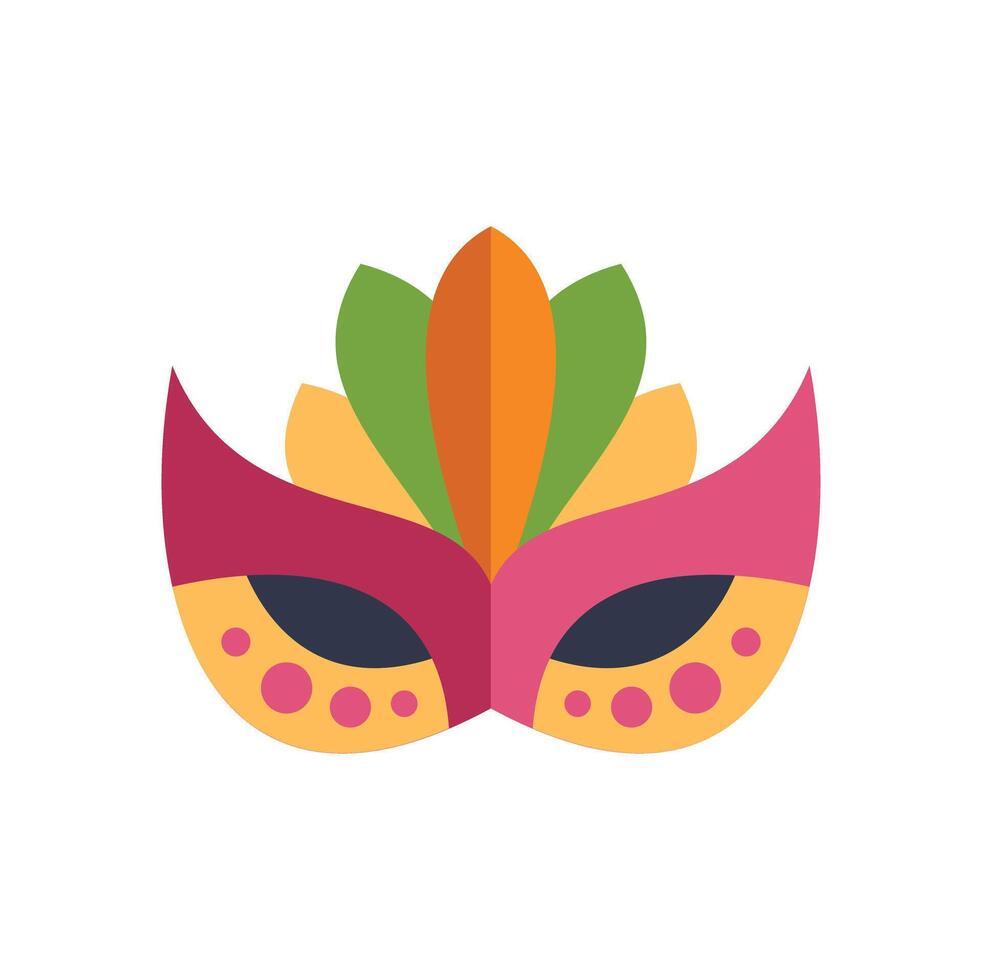 A colorful carnival mask with leaves on it vector