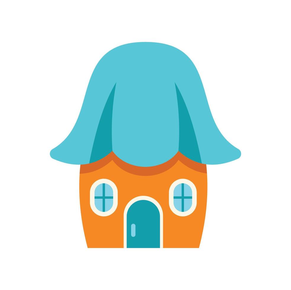 A cartoon house with a blue roof vector