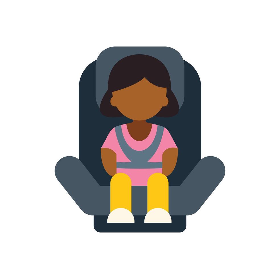 A girl sitting in a car seat with a harness vector